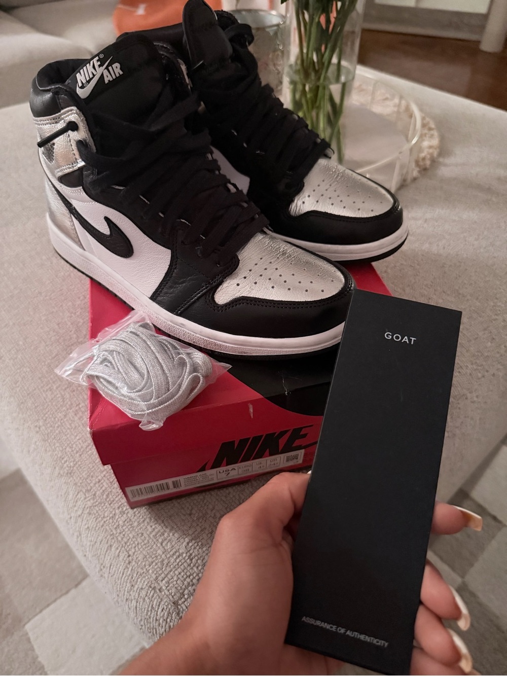 Nike Air Jordan 1 High Retro Black/ Silver toe